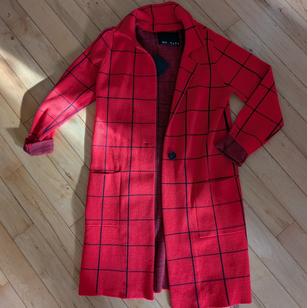 Red Checkered Trench Coat